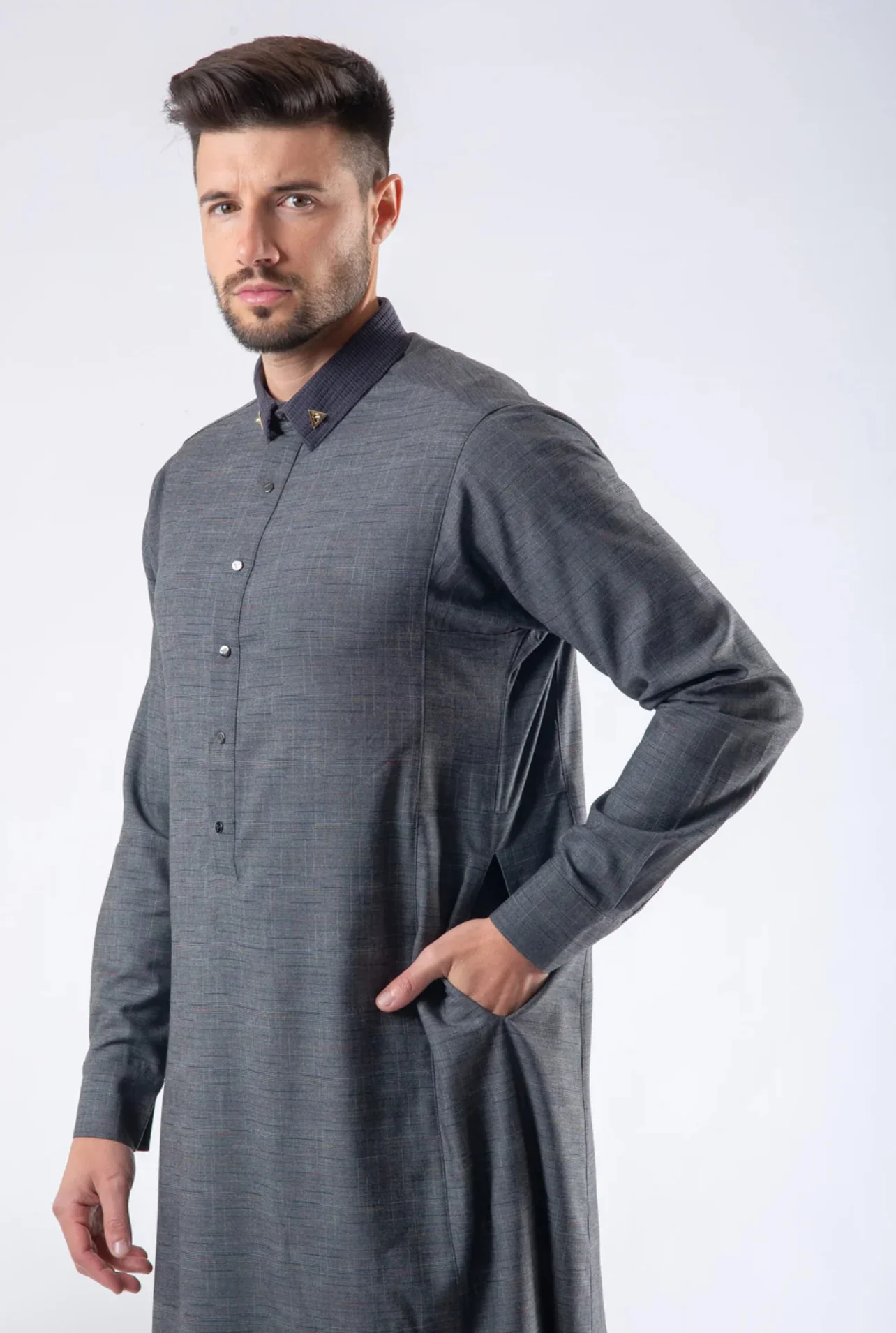 Mens Thobe AL AMEER - Gray - Image 3