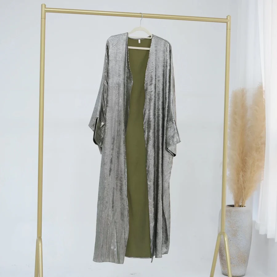 Metallic Open Abayas - 4 Colors - Image 11