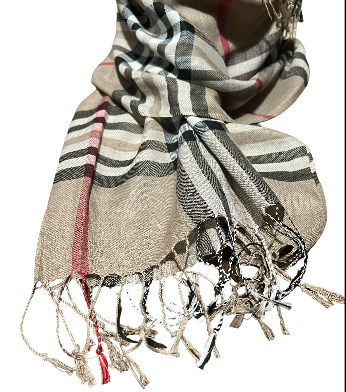 Plaid Pashmina Hijab - Brown - Image 3
