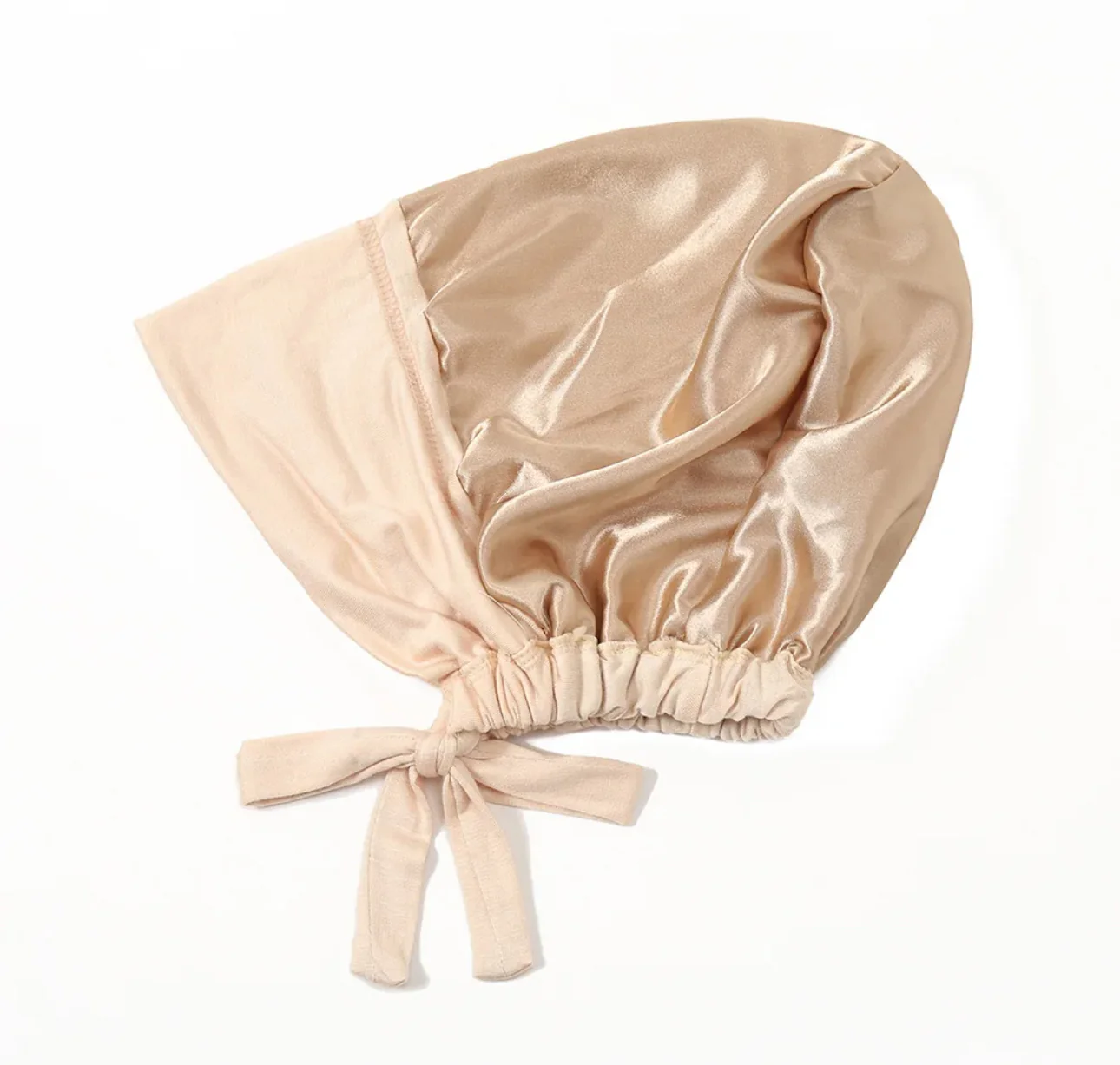 Satin Lined Tie-Back Hijab Undercap - Beige