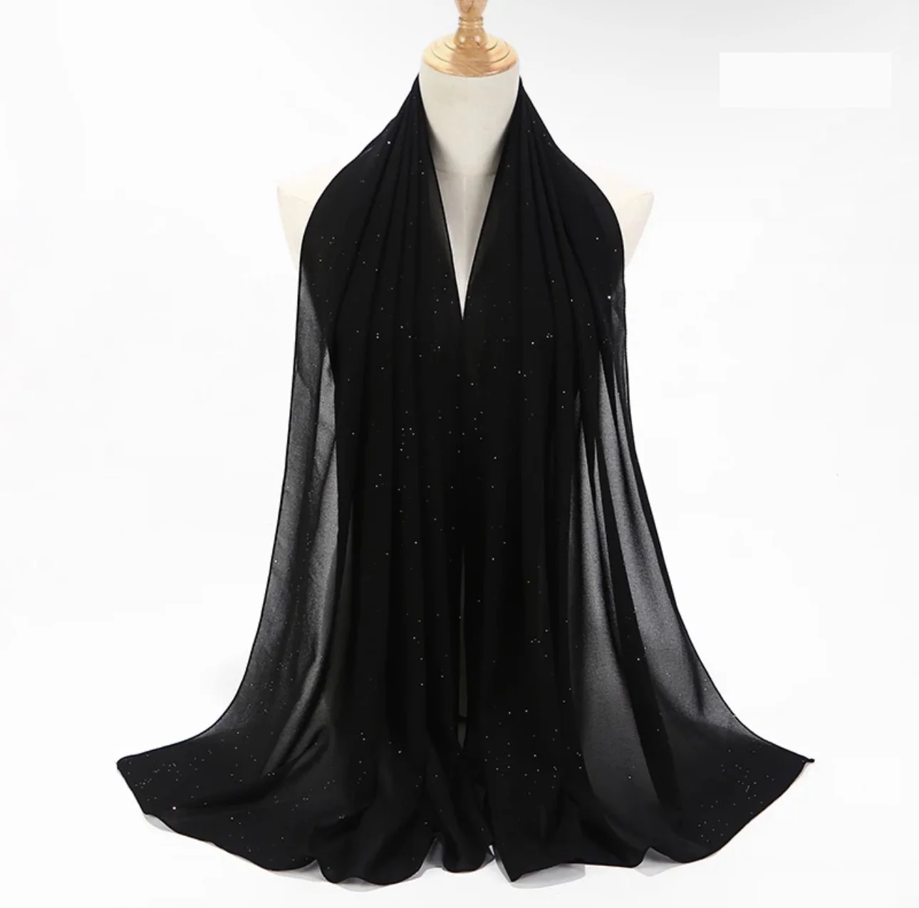 Shimmer Chiffon Hijab - Black - Image 2