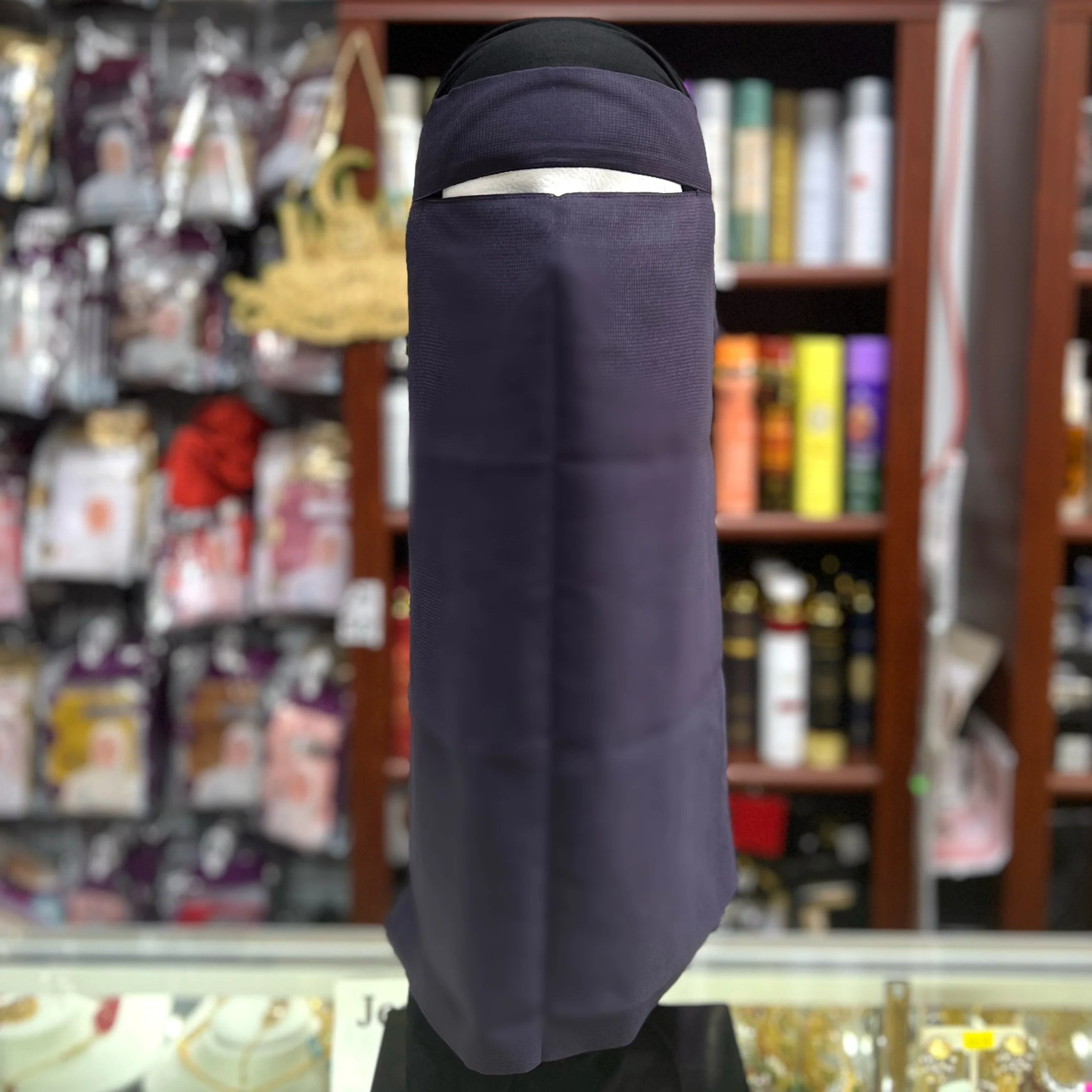 Single Layer FULL Tie Back Niqab - Deep Purple - Image 2