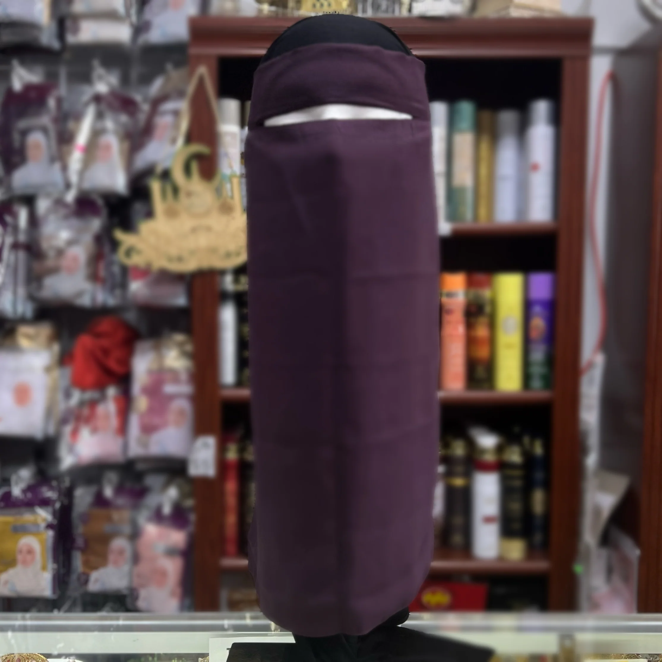 Single Layer FULL Tie Back Niqab - Plum Purple - Image 2