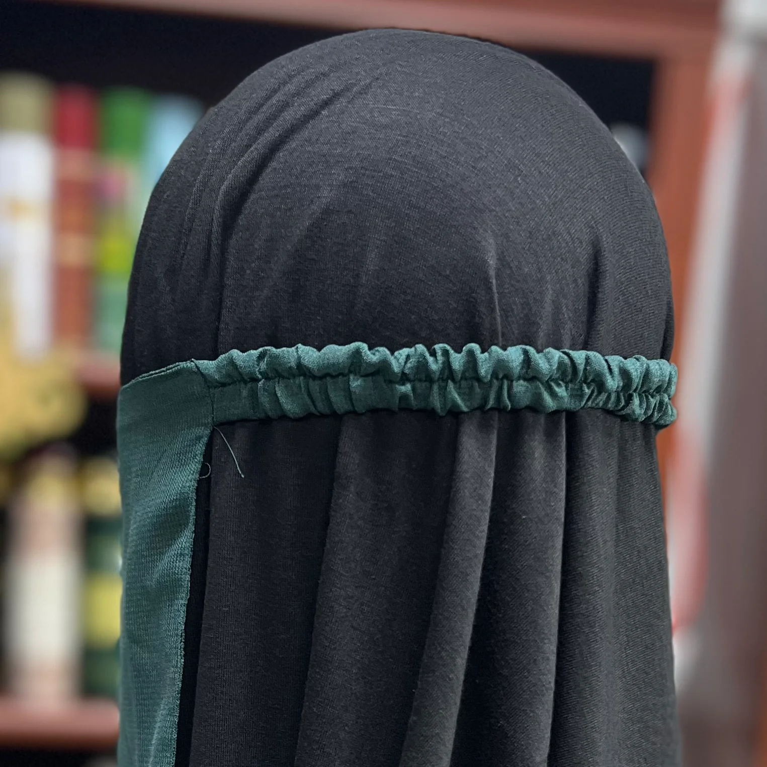 Single Layer Half Elastic Niqab – Lightweight Chiffon – Fitted Elastic Back – Teal - Image 2