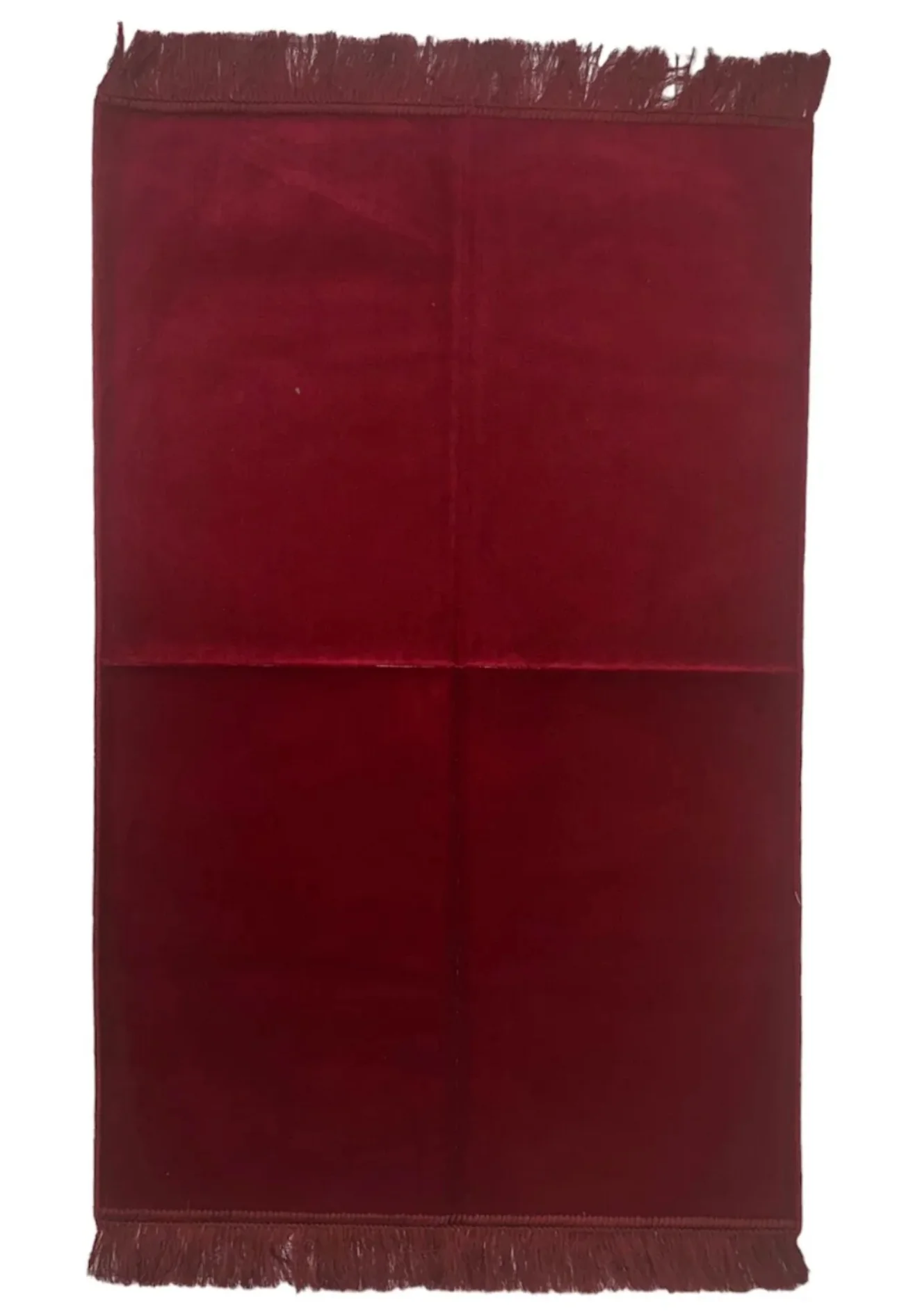 Solid Maroon Islamic Prayer Rug - Minimalist Plain Soft Janamaz for Daily Salah
