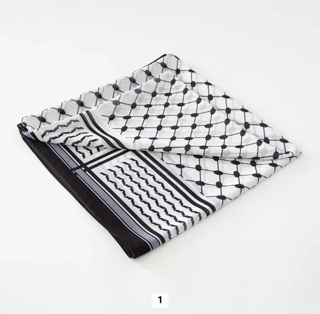 Square Chiffon Kuffiyeh Hijab - Black - Image 2