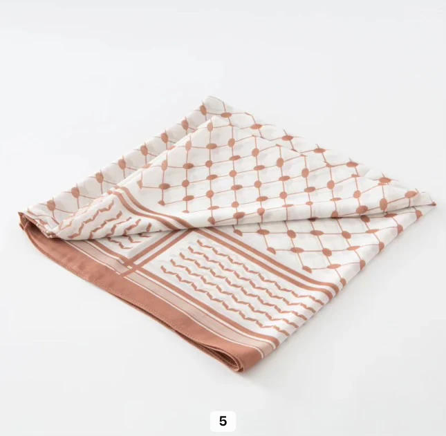 Square Chiffon Kuffiyeh Hijab - Caramel - Image 2