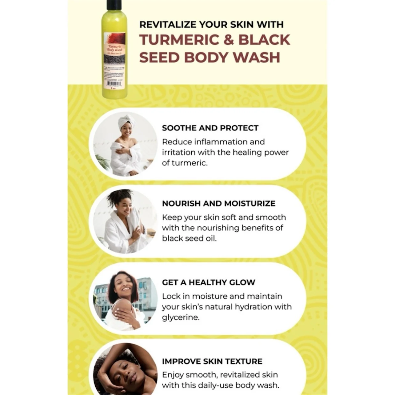 Turmeric & Black Seed Oil Body Wash for Full Skin Health - 8 oz. - Image 4