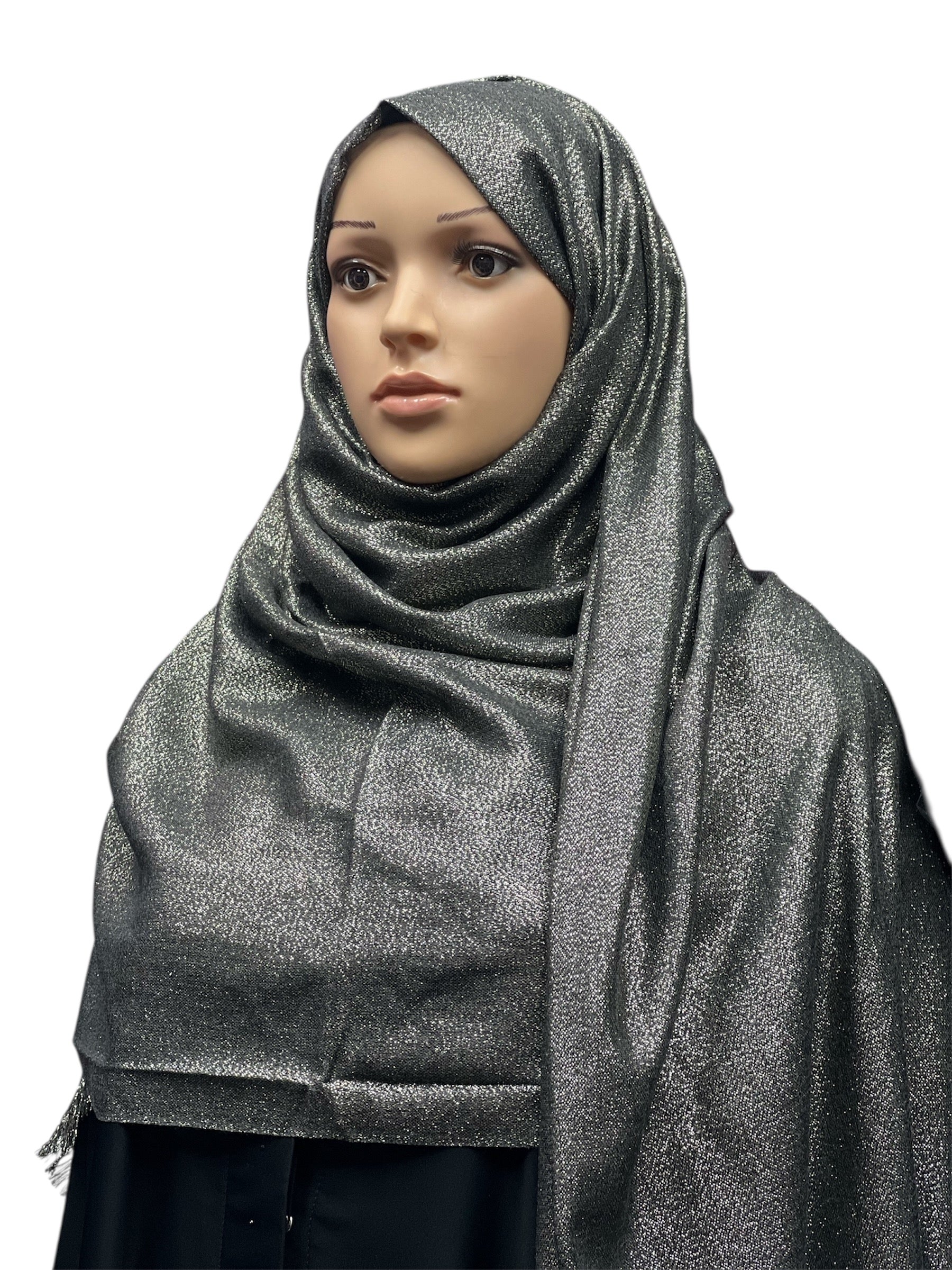 XL Shimmer Viscose Hijab - Black/Gold - Image 3