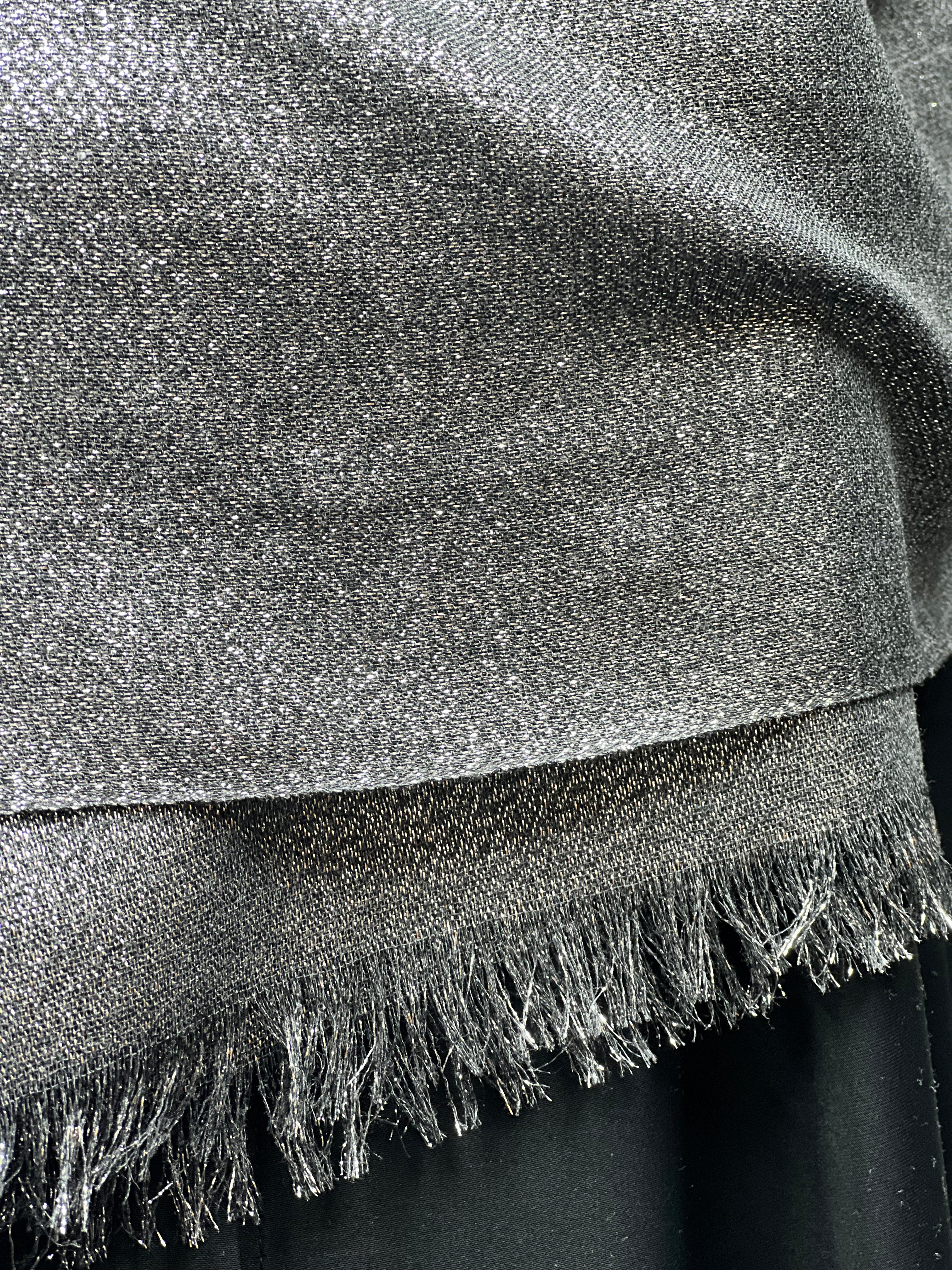 XL Shimmer Viscose Hijab - Black/Silver - Image 2