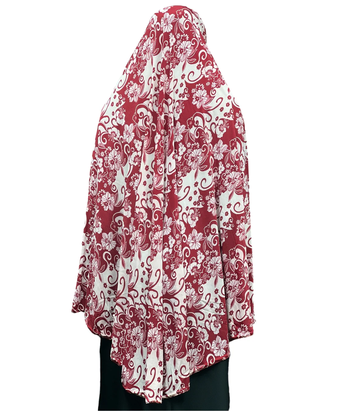 XL Women’s Printed Prayer Hijab - Red Floral - Image 4