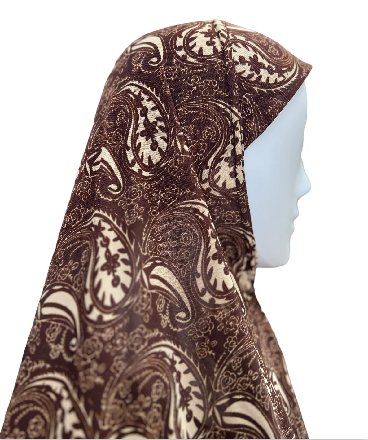 XXXL Women’s Printed Prayer Hijab - Brown Paisley - Image 2
