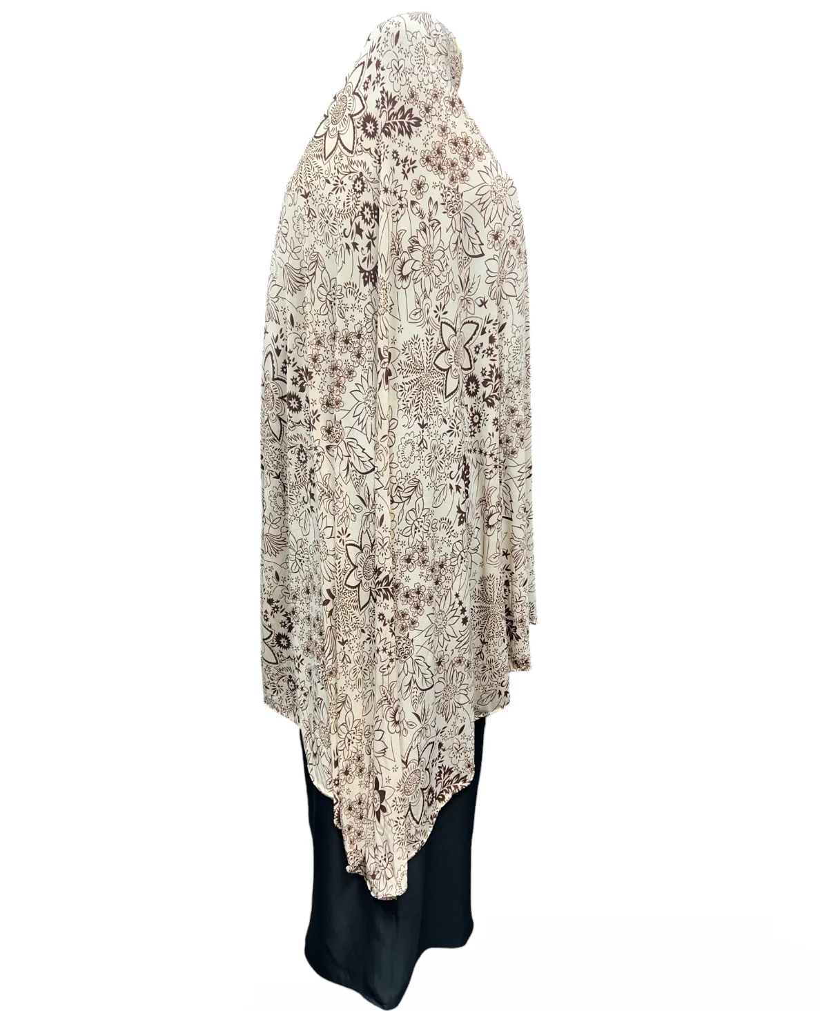 XXXL Women’s Printed Prayer Hijab - Beige Floral - Image 4