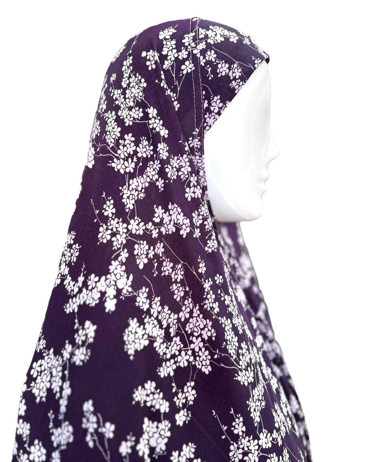 XXXL Women’s Printed Prayer Hijab - Purple Floral - Image 2