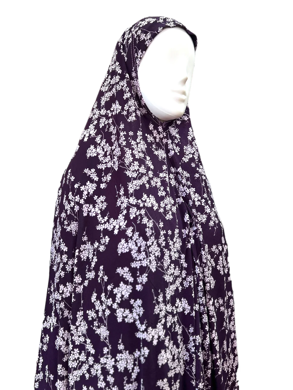 XXXL Women’s Printed Prayer Hijab - Purple Floral - Image 3