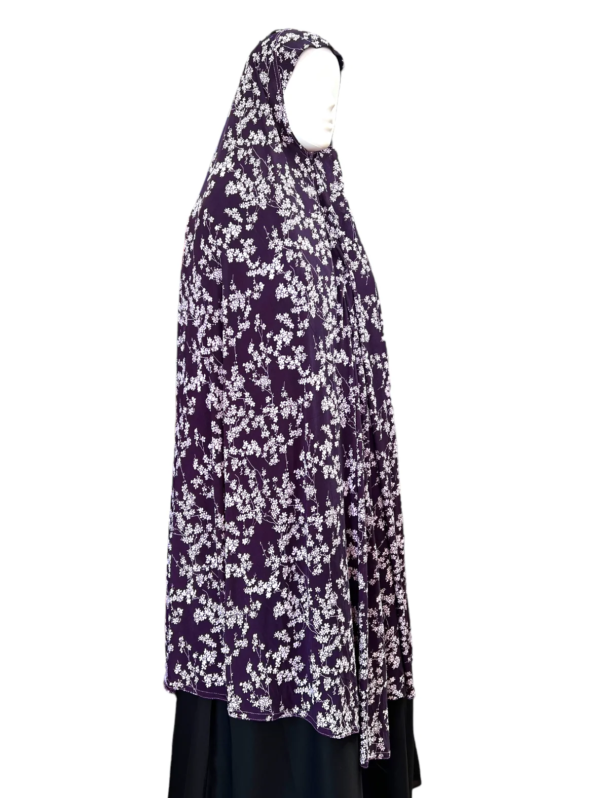 XXXL Women’s Printed Prayer Hijab - Purple Floral - Image 5