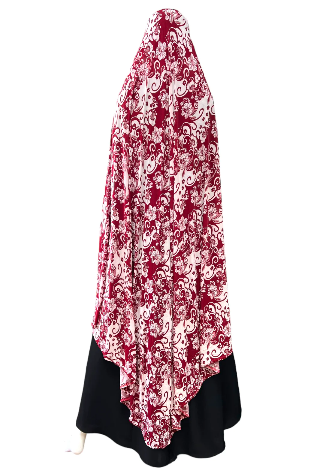 XXXL Women’s Printed Prayer Hijab - Red Floral - Image 5